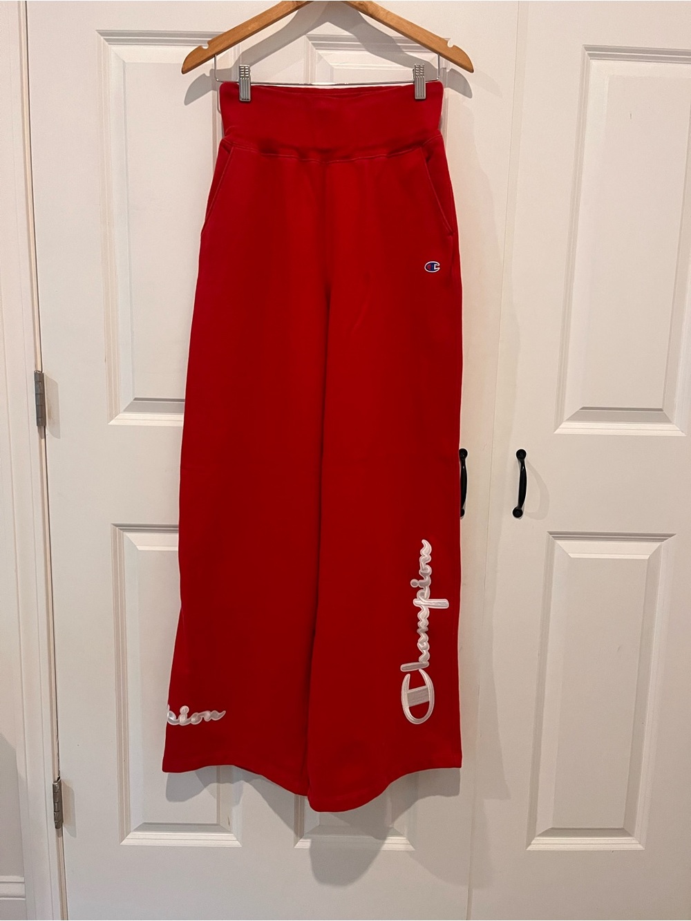 Champion Women’s Red Wide-Leg Reverse Weave Heavyweight Sweatpants